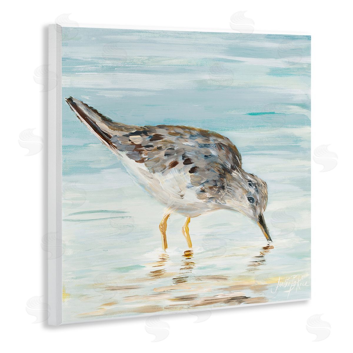 Grey Beach Sandpiper Wood Plaque Wall Art, Home Decor by Julie DeRice