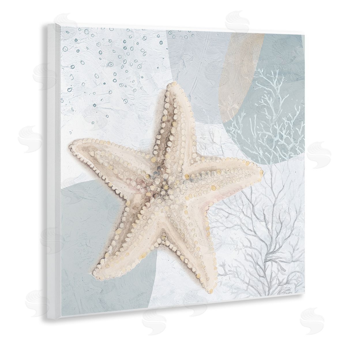 Starfish over Circle Pattern Wood Plaque Wall Art, Home Decor by Patricia Pinto
