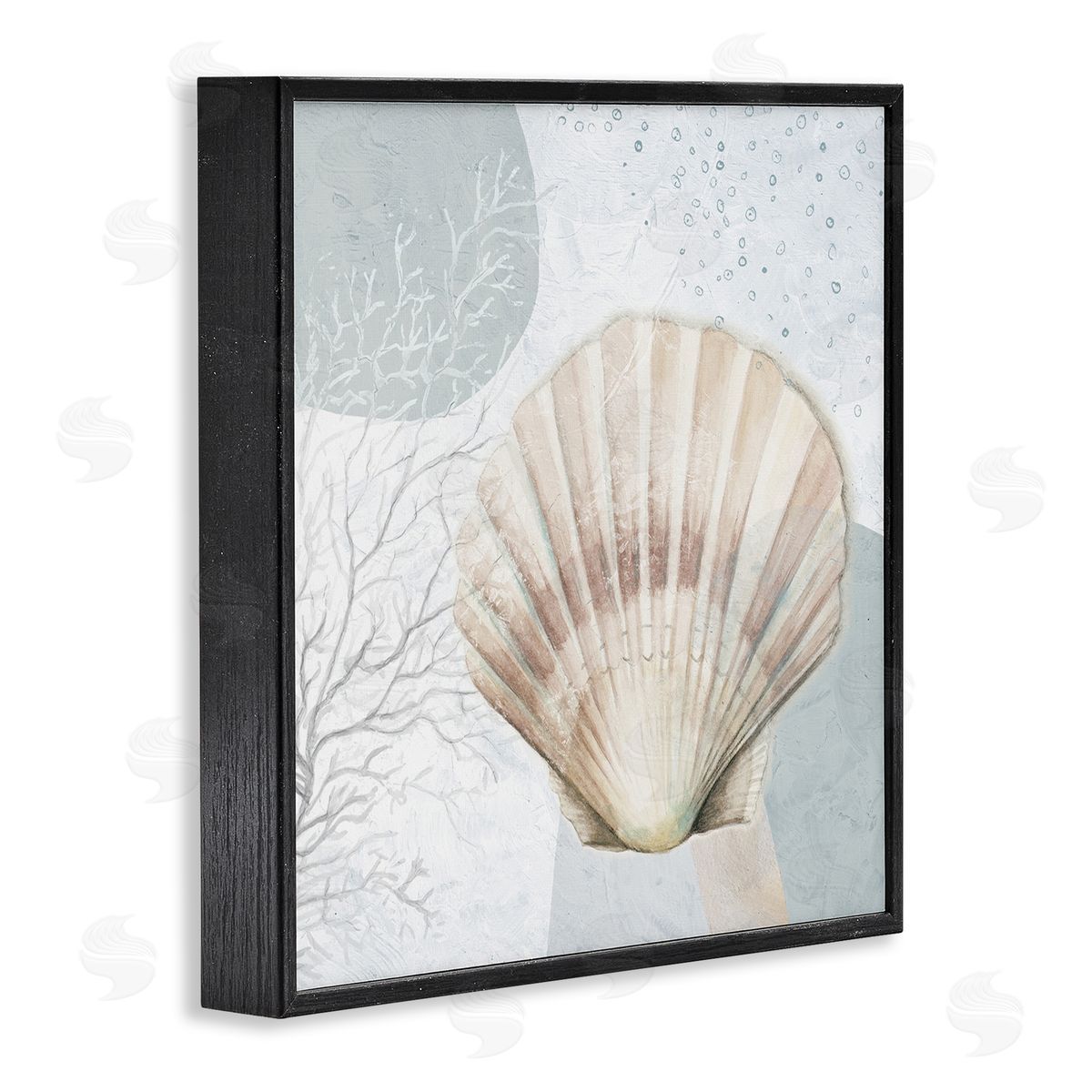 Seashell Circle Pattern Black Frame Print Wall Art, Home Decor by Patricia Pinto