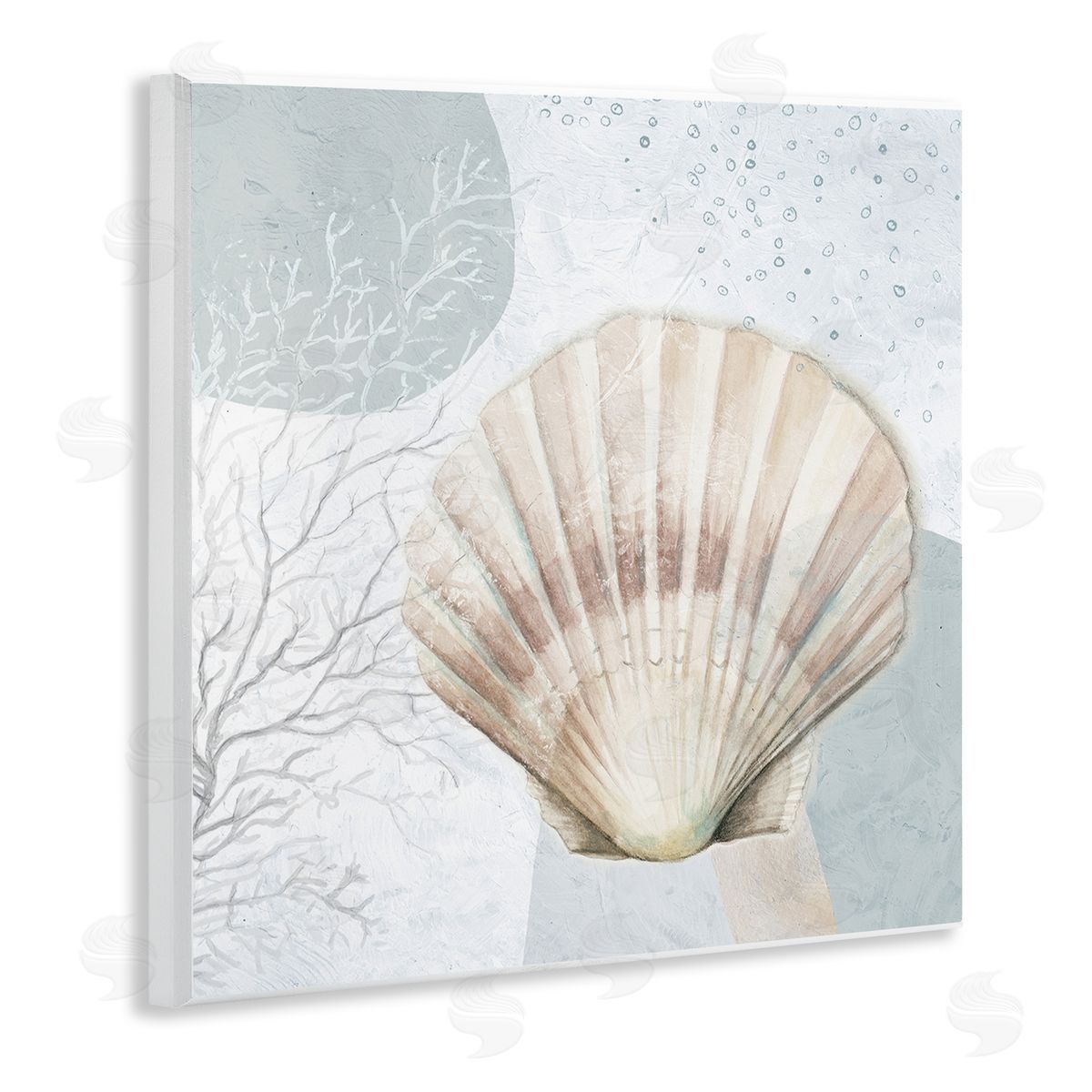 Seashell Circle Pattern Wood Plaque Wall Art, Home Decor by Patricia Pinto