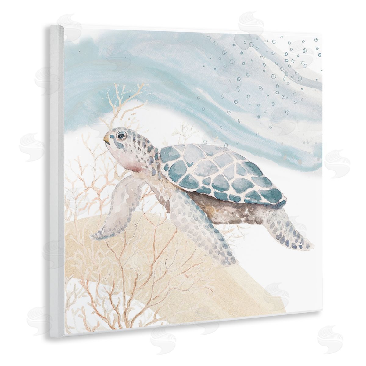 Swimming Aquatic Turtle Wood Plaque Wall Art, Home Decor by Patricia Pinto