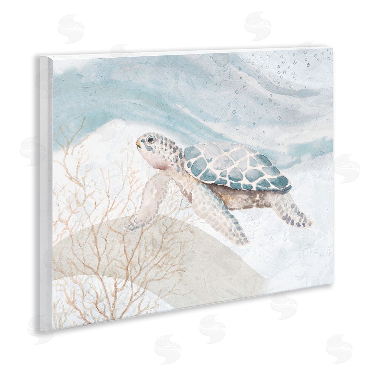 Turtle on Brushed Pattern Wood Plaque Wall Art, Home Decor by Patricia Pinto