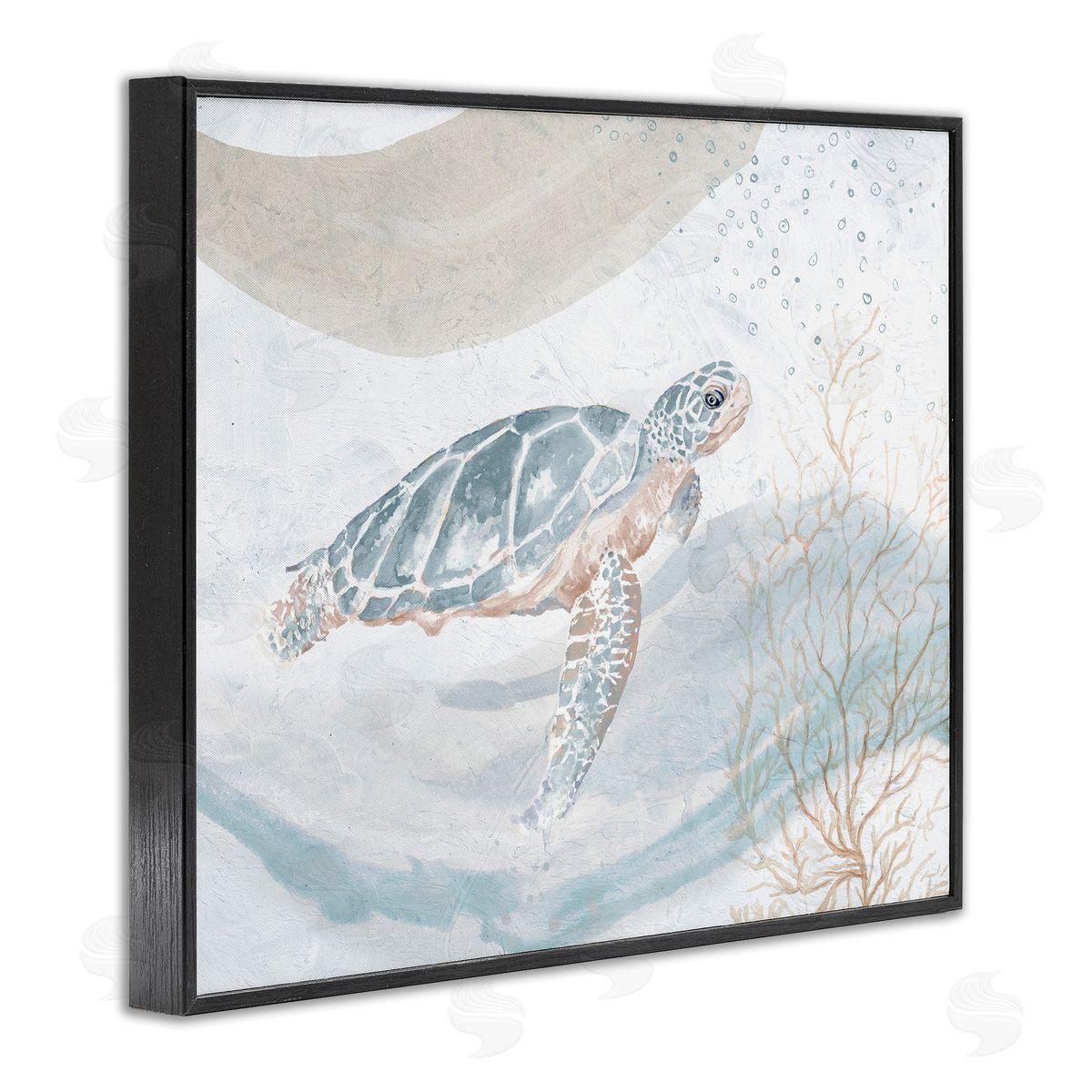 Turtle Watercolor Style Black Frame Print Wall Art, Home Decor by Patricia Pinto