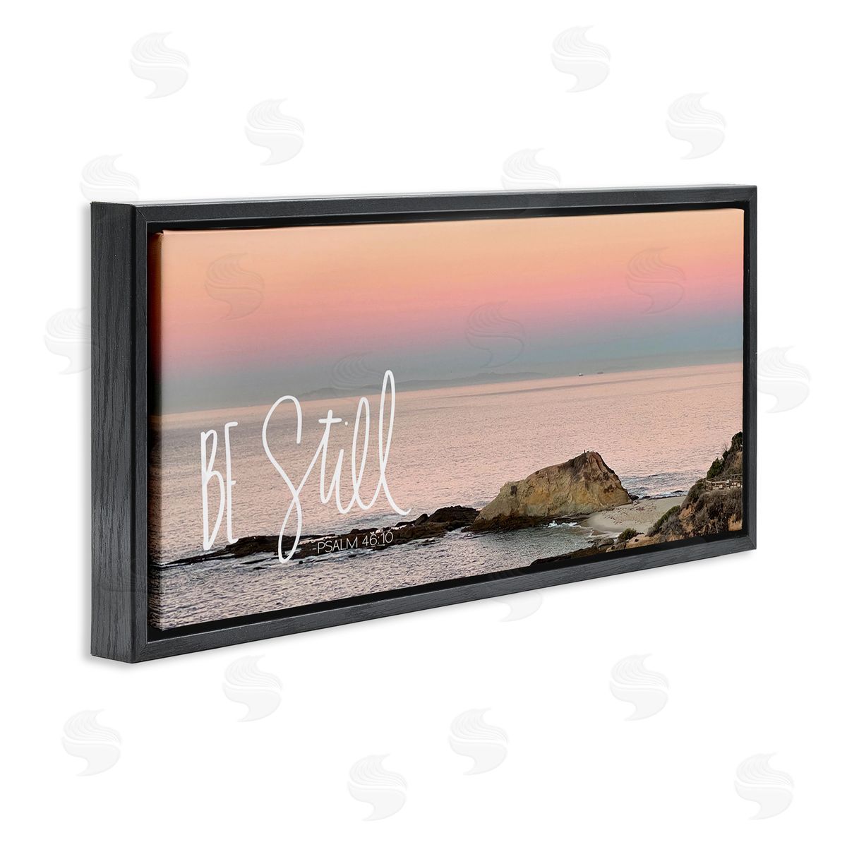 Be Still Peaceful Beach Black Floating Frame Canvas Wall Art, Home Decor by Kathy Mansfield