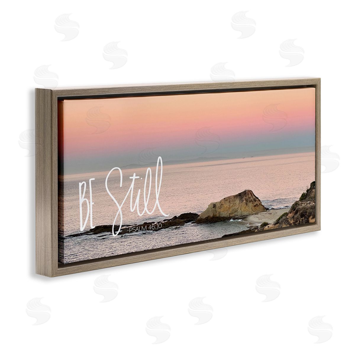 Be Still Peaceful Beach Brown Floating Frame Canvas Wall Art, Home Decor by Kathy Mansfield