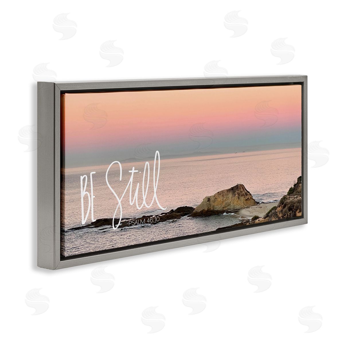 Be Still Peaceful Beach Grey Floating Frame Canvas Wall Art, Home Decor by Kathy Mansfield