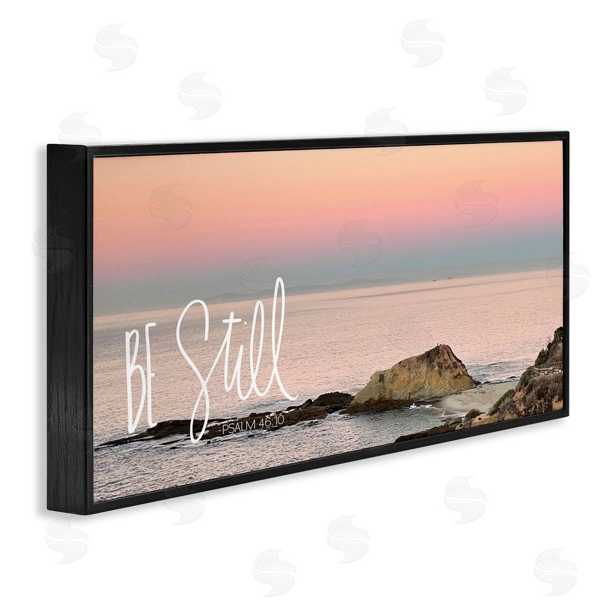 Be Still Peaceful Beach Black Frame Print Wall Art, Home Decor by Kathy Mansfield