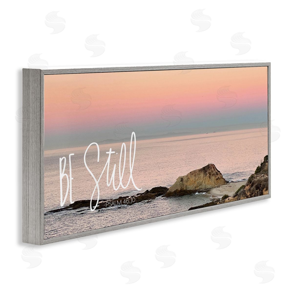 Be Still Peaceful Beach Grey Frame Print Wall Art, Home Decor by Kathy Mansfield