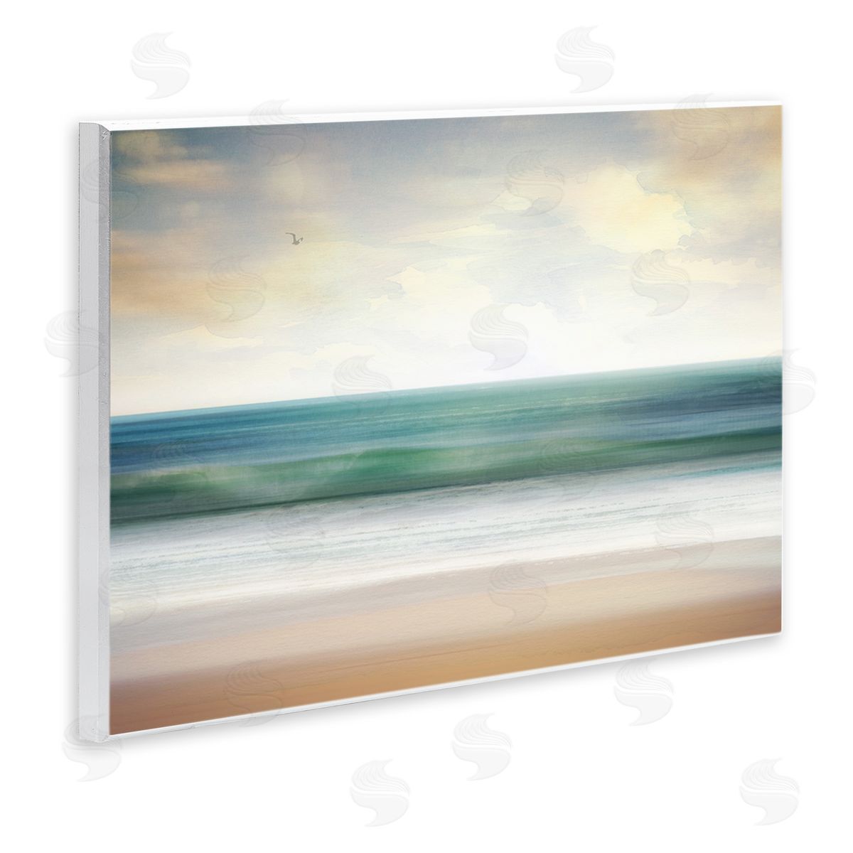 Lone Seagull Over Beach Wood Plaque Wall Art, Home Decor by Susan Arnot