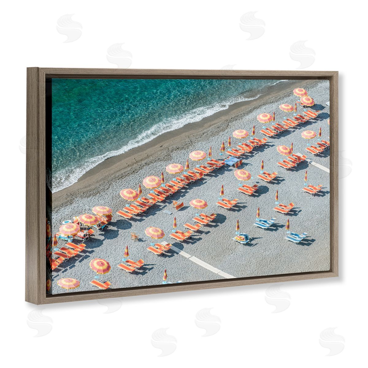High Tide Beach Umbrellas Brown Floating Frame Canvas Wall Art, Home Decor by Danita Delimont