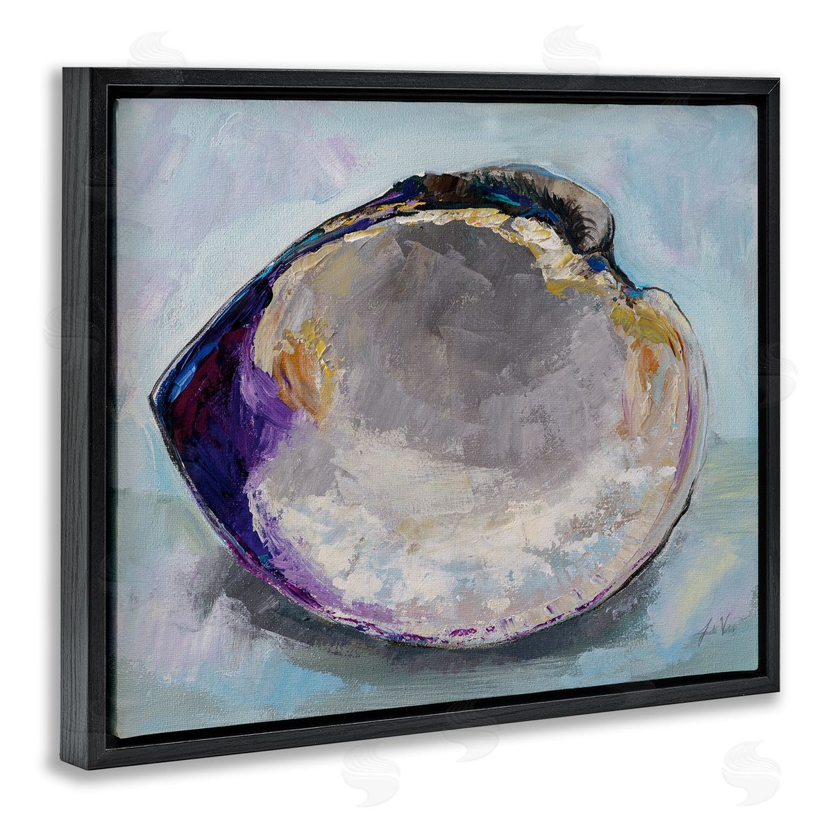 Baby Clam Shell Black Floating Frame Canvas Wall Art, Home Decor by Jeanette Vertentes