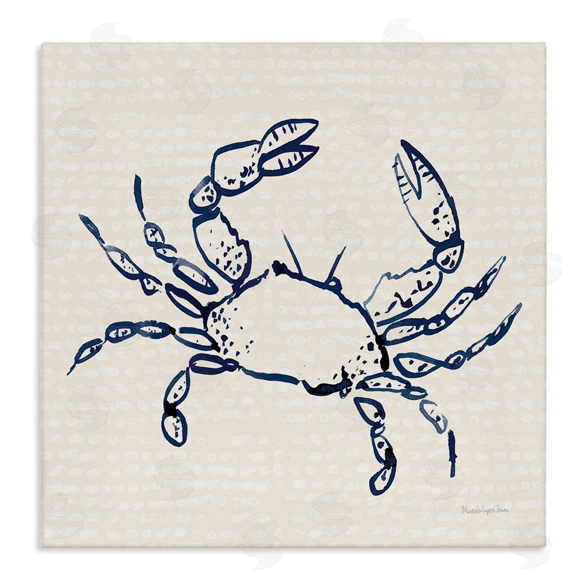 Crab with Dotted Background Canvas Wall Art, Home Decor by Mercedes Lopez Charro