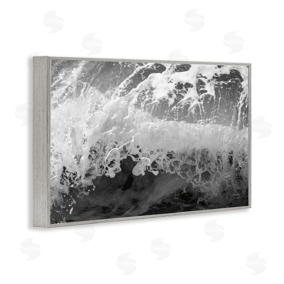 Pacific Ocean Splash Grey Frame Print Wall Art, Home Decor by Nathan Larson