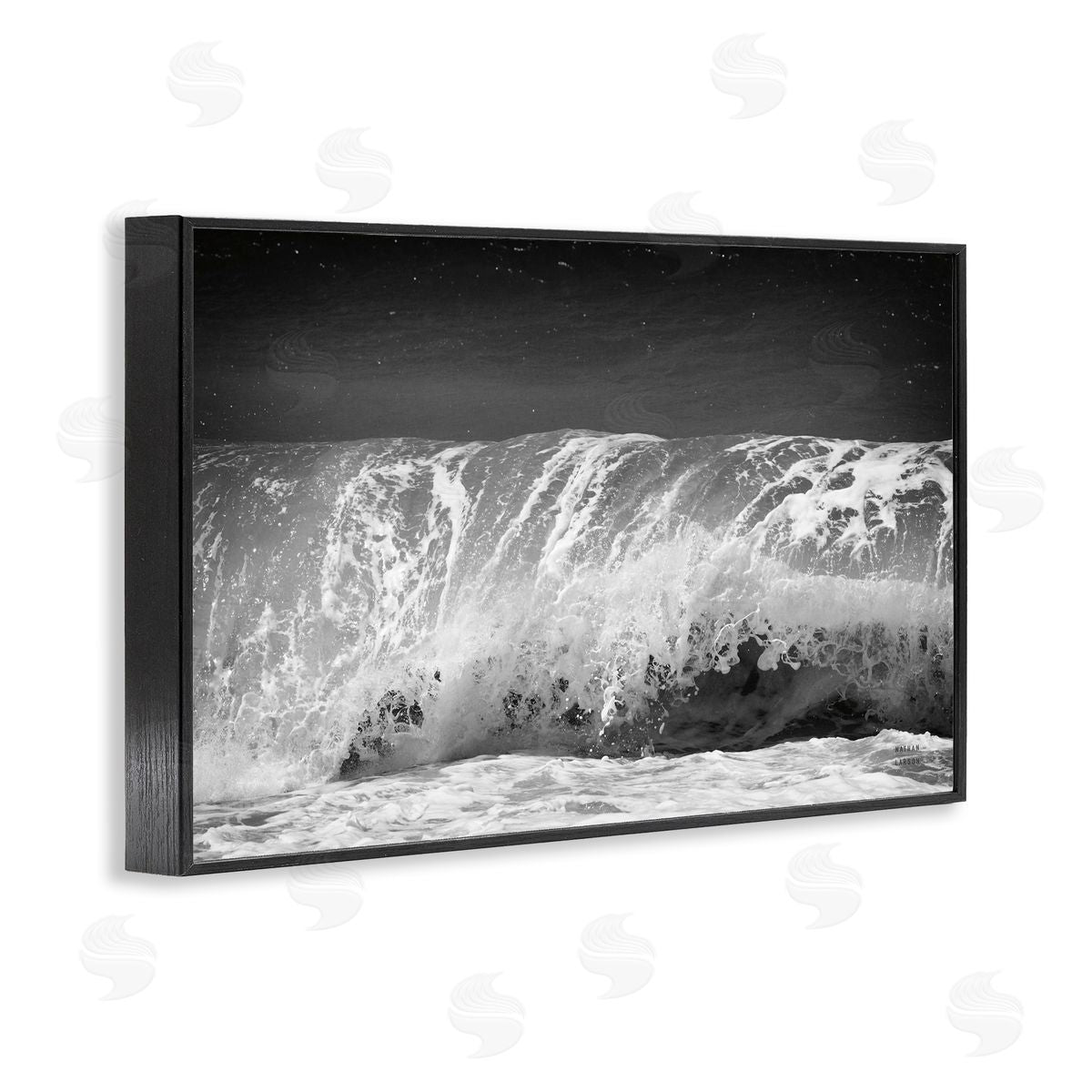 Rolling Waves Night Sky Black Frame Print Wall Art, Home Decor by Nathan Larson