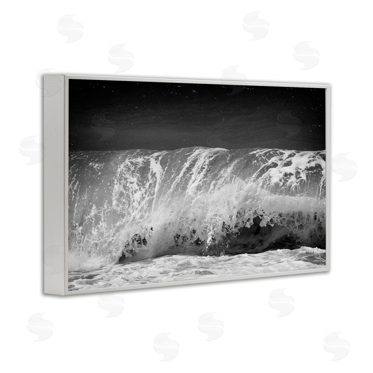Rolling Waves Night Sky White Frame Print Wall Art, Home Decor by Nathan Larson
