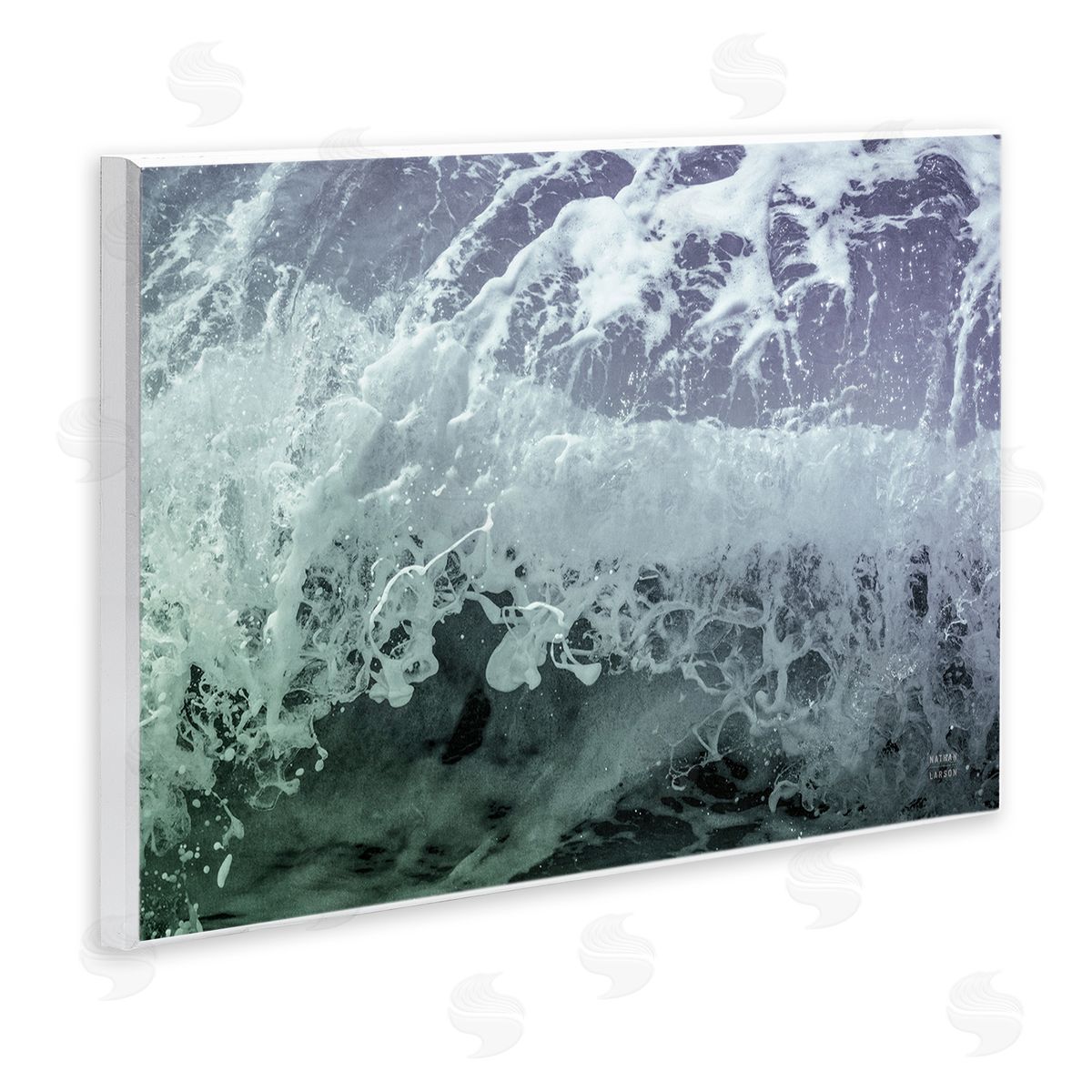 Splashing Blue Waves Wood Plaque Wall Art, Home Decor by Nathan Larson