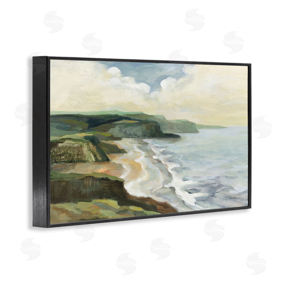 Irish Coast Cliffs Black Frame Print Wall Art, Home Decor by Silvia Vassileva