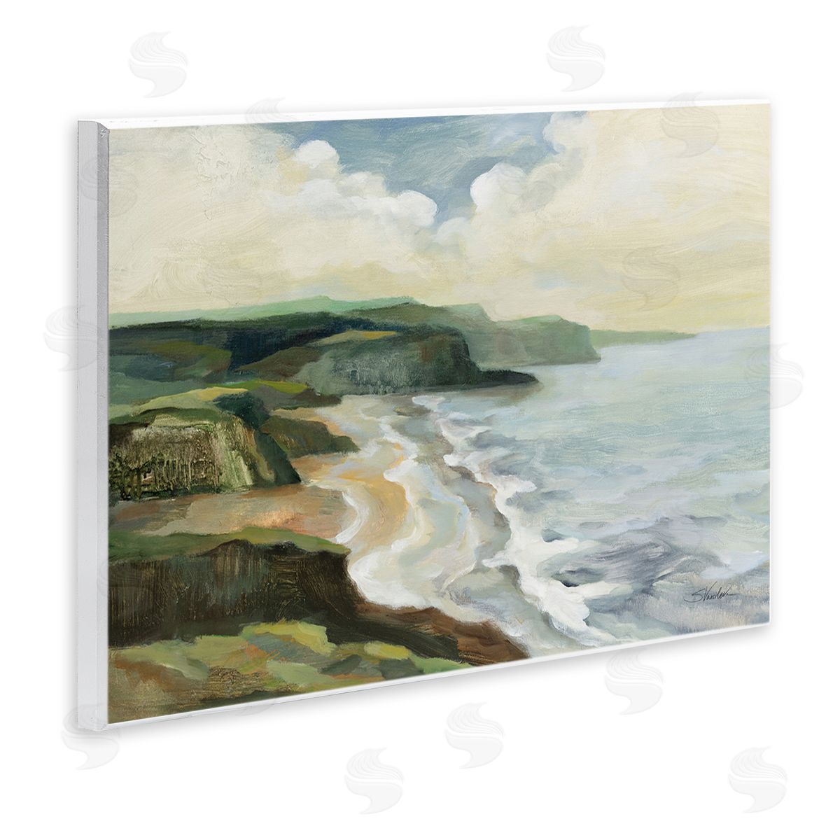 Irish Coast Cliffs Wood Plaque Wall Art, Home Decor by Silvia Vassileva