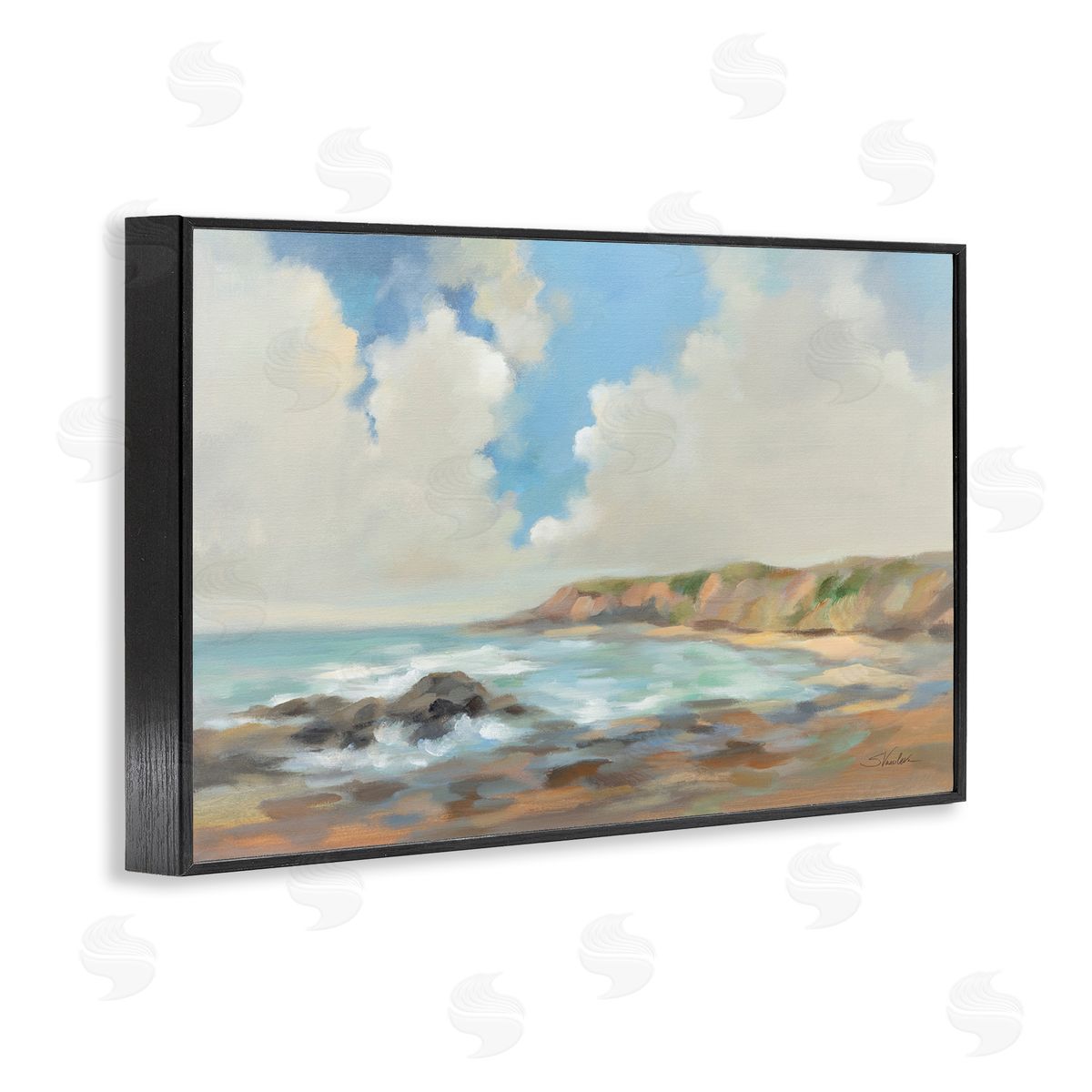 California Coast Cliffs Black Frame Print Wall Art, Home Decor by Silvia Vassileva