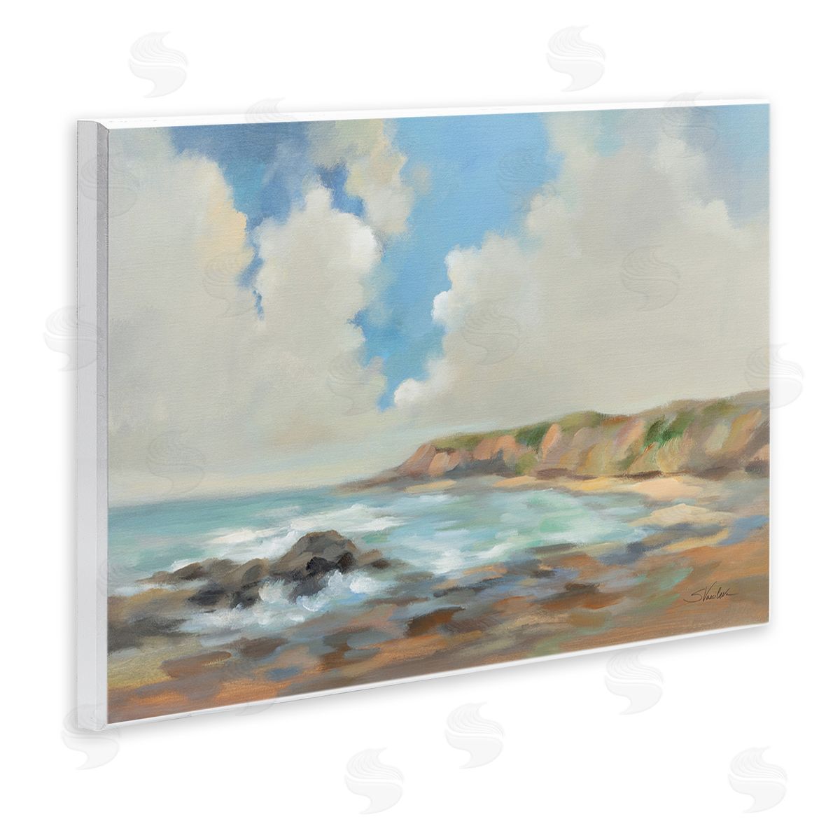 California Coast Cliffs Wood Plaque Wall Art, Home Decor by Silvia Vassileva