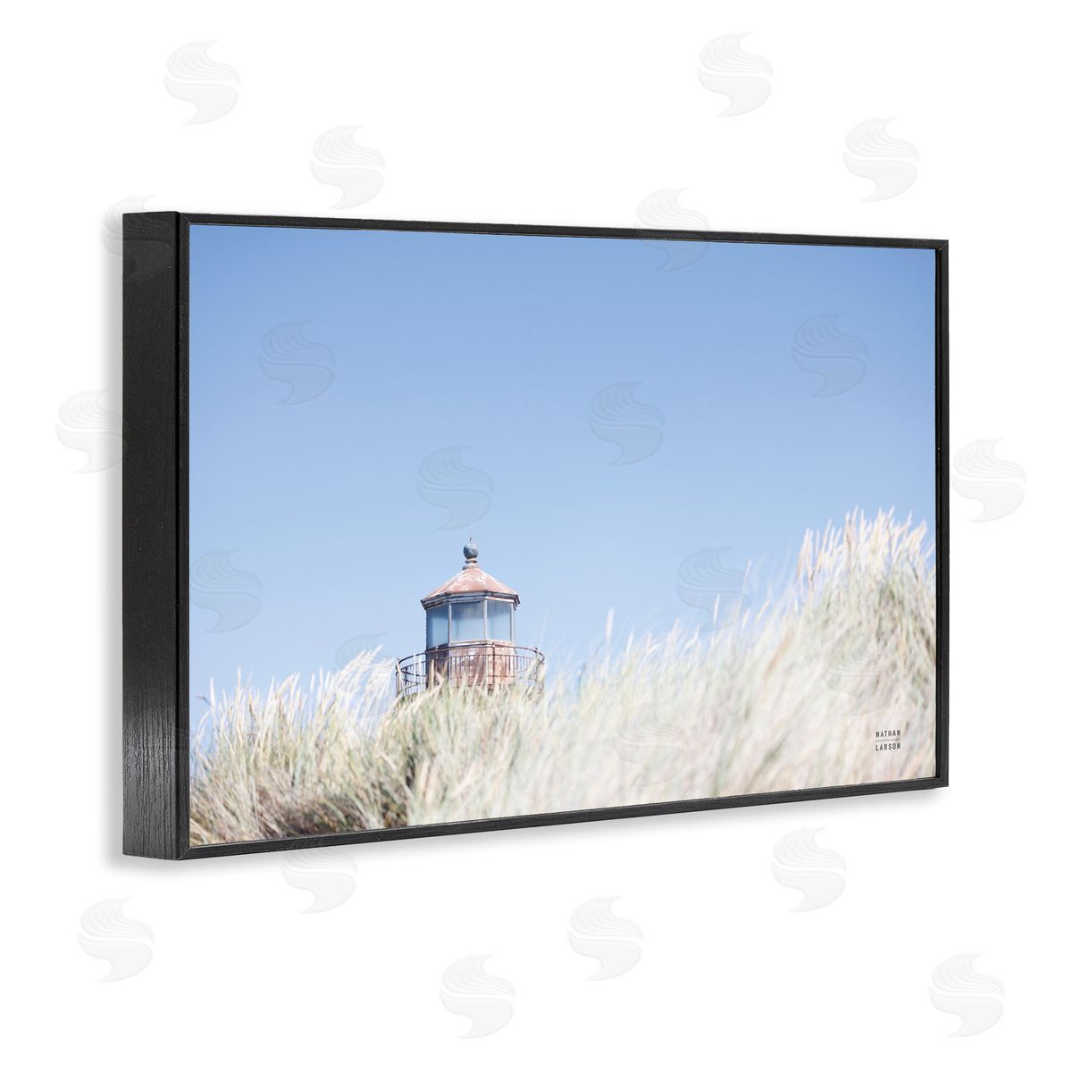Peering Over Lighthouse Black Frame Print Wall Art, Home Decor by Nathan Larson
