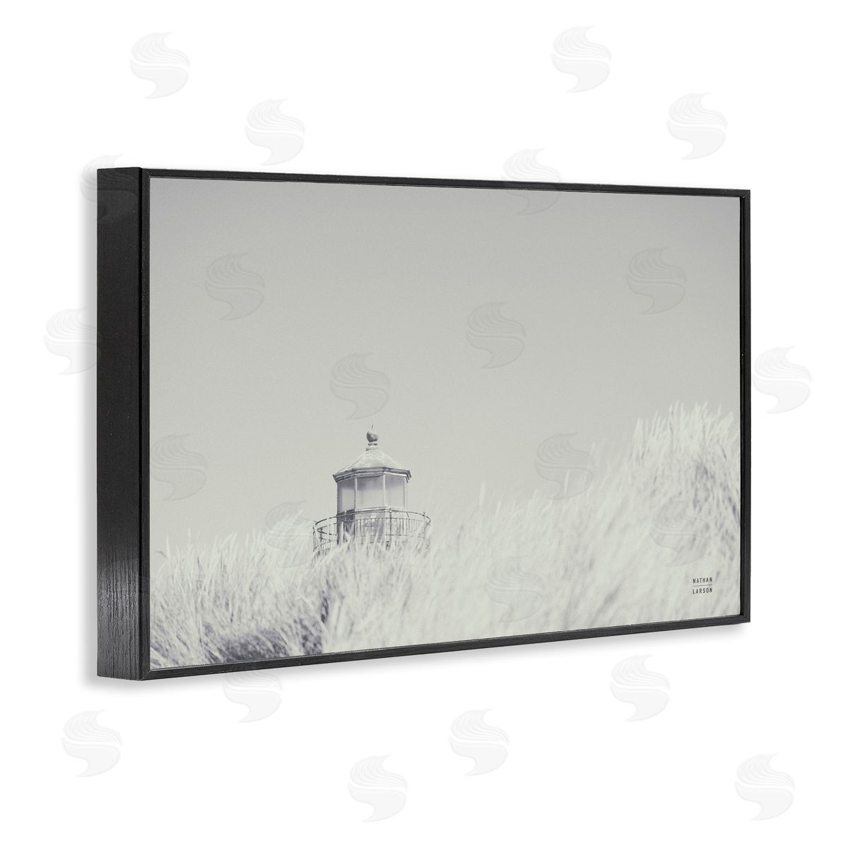 Grey Lighthouse View Black Frame Print Wall Art, Home Decor by Nathan Larson