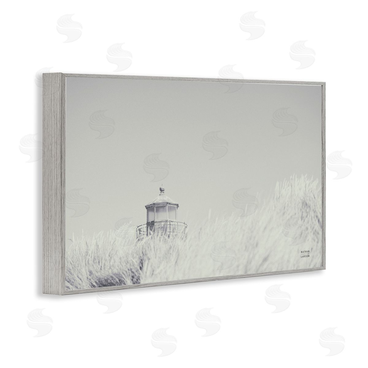 Grey Lighthouse View Grey Frame Print Wall Art, Home Decor by Nathan Larson