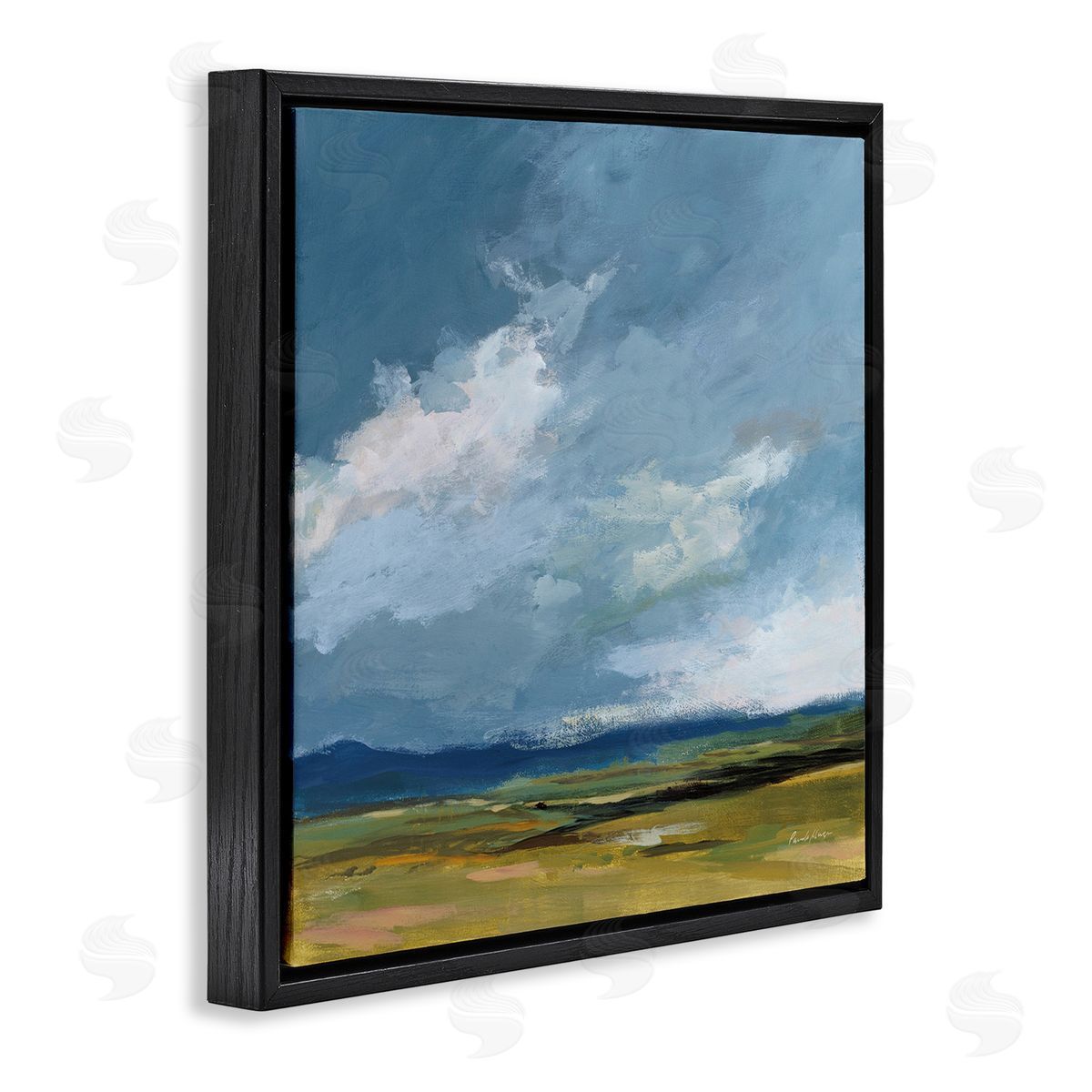 August Storm Landscape Black Floating Frame Canvas Wall Art, Home Decor by Pamela Munger
