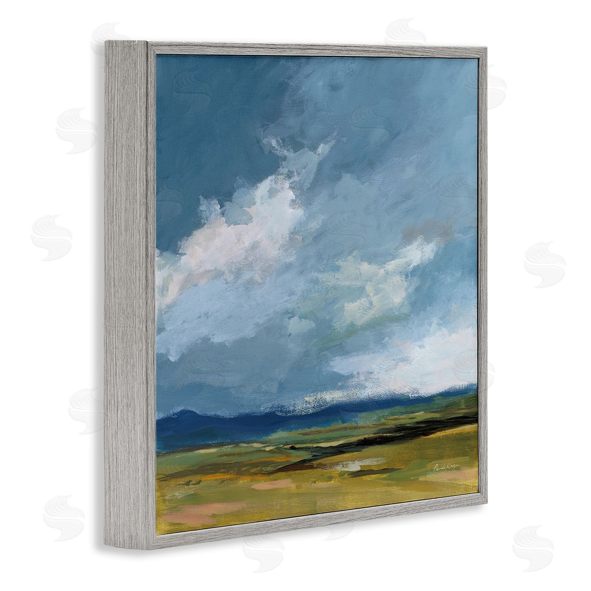 August Storm Landscape Grey Frame Print Wall Art, Home Decor by Pamela Munger