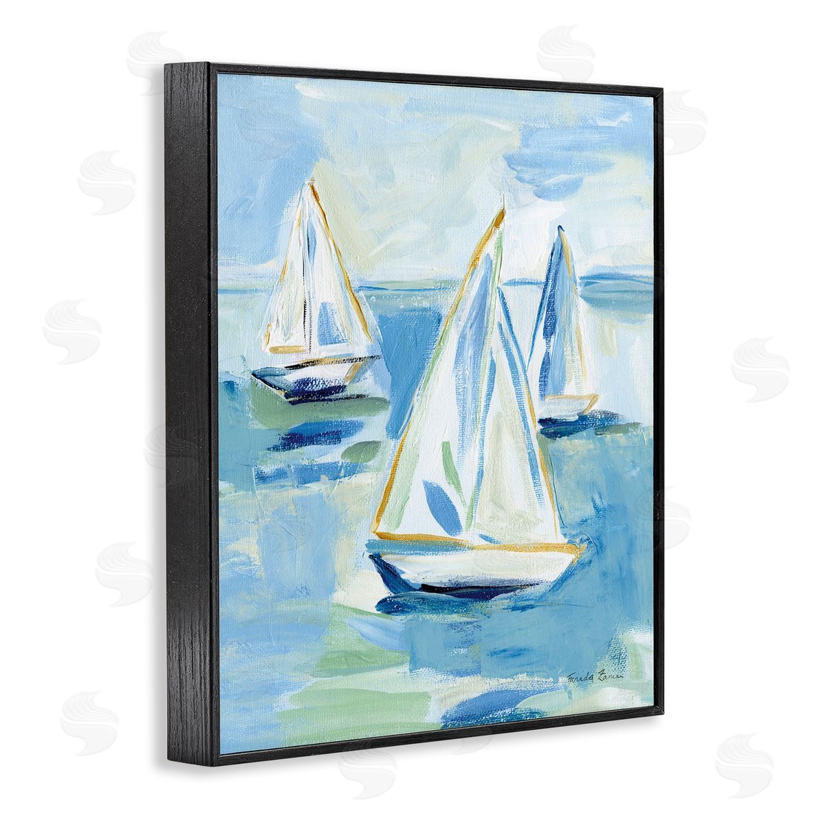 Setting Sail Fleet Black Frame Print Wall Art, Home Decor by Julia Purinton