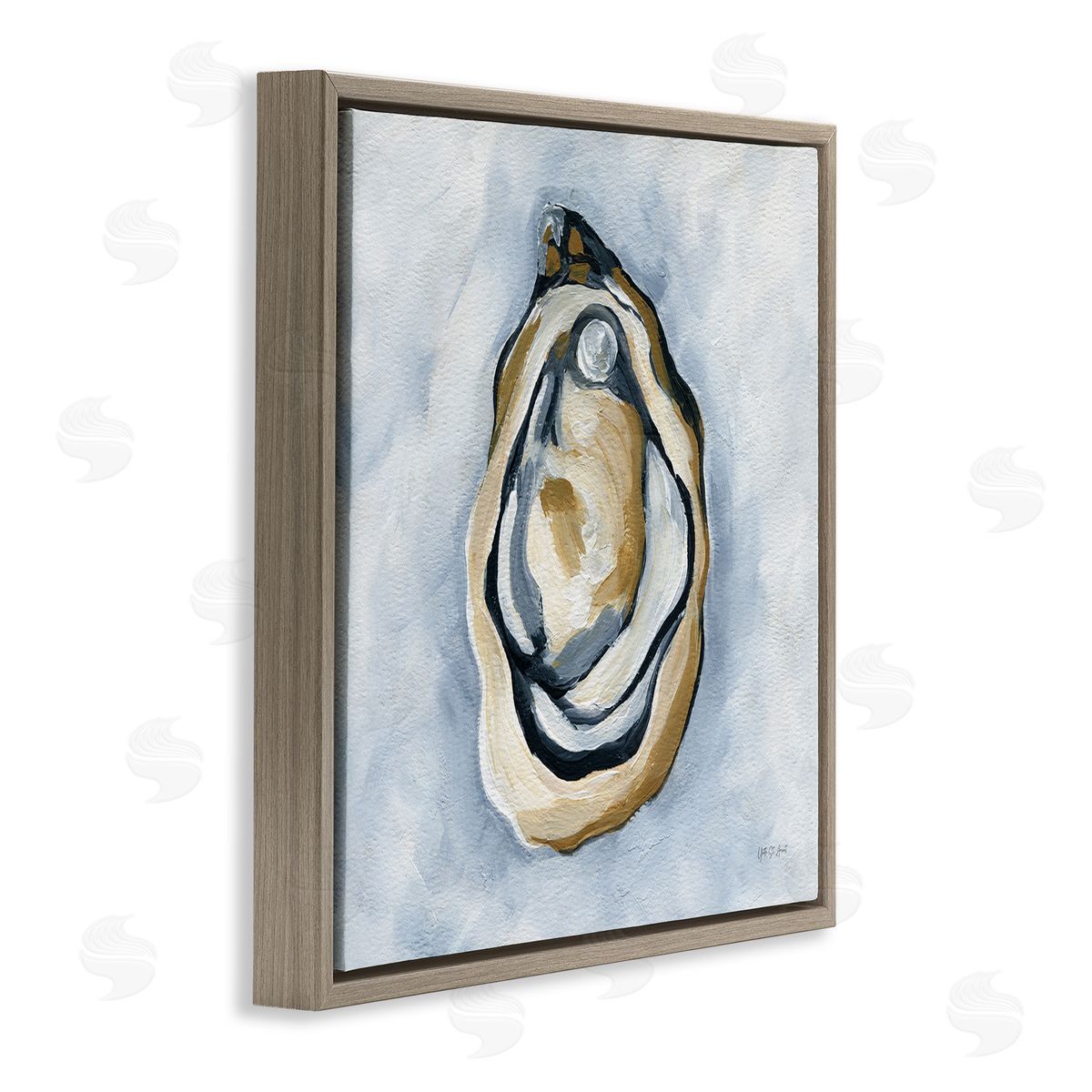 Oyster with Pearl Brown Floating Frame Canvas Wall Art, Home Decor by Yvette St. Amant