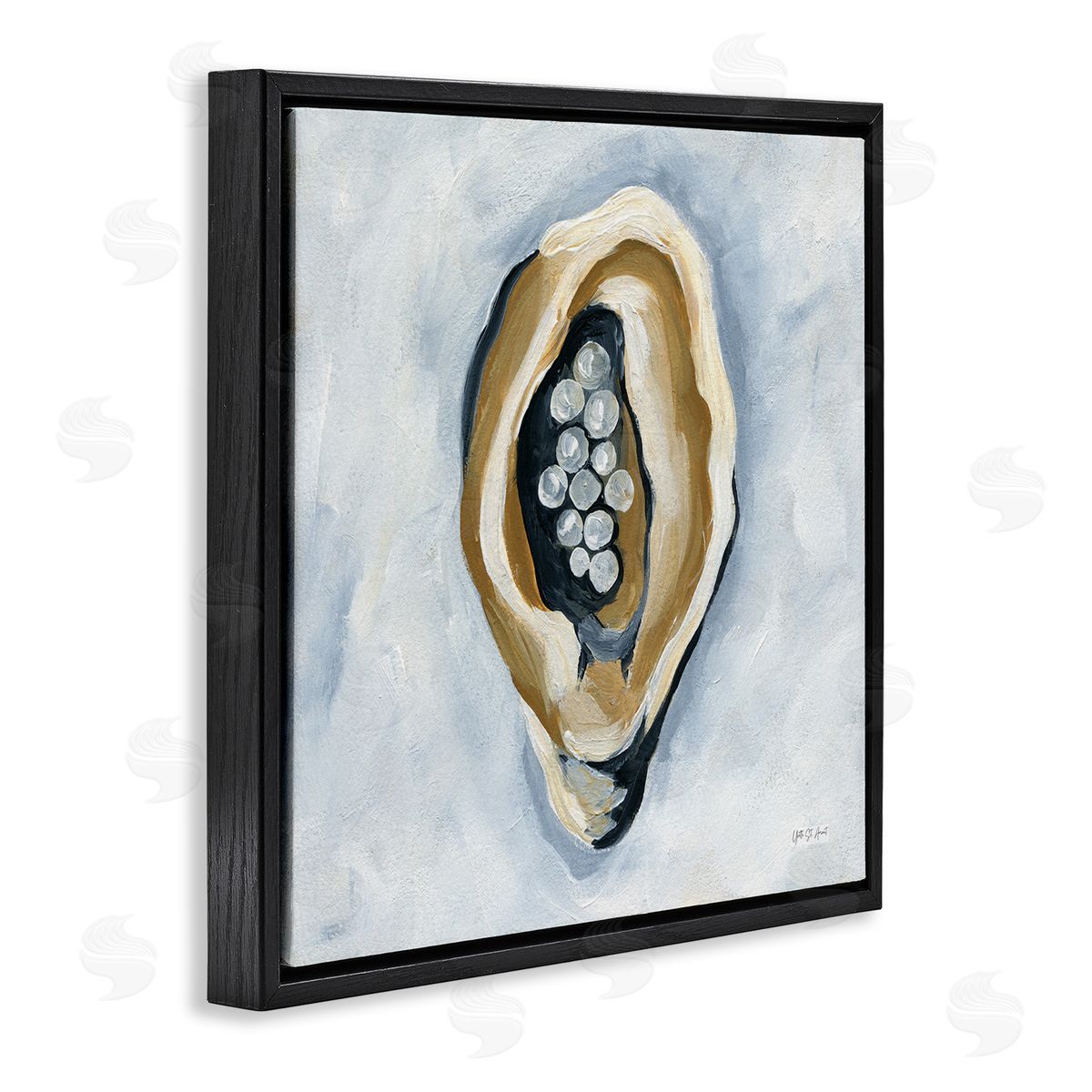World Is Your Oyster Black Floating Frame Canvas Wall Art, Home Decor by Yvette St. Amant