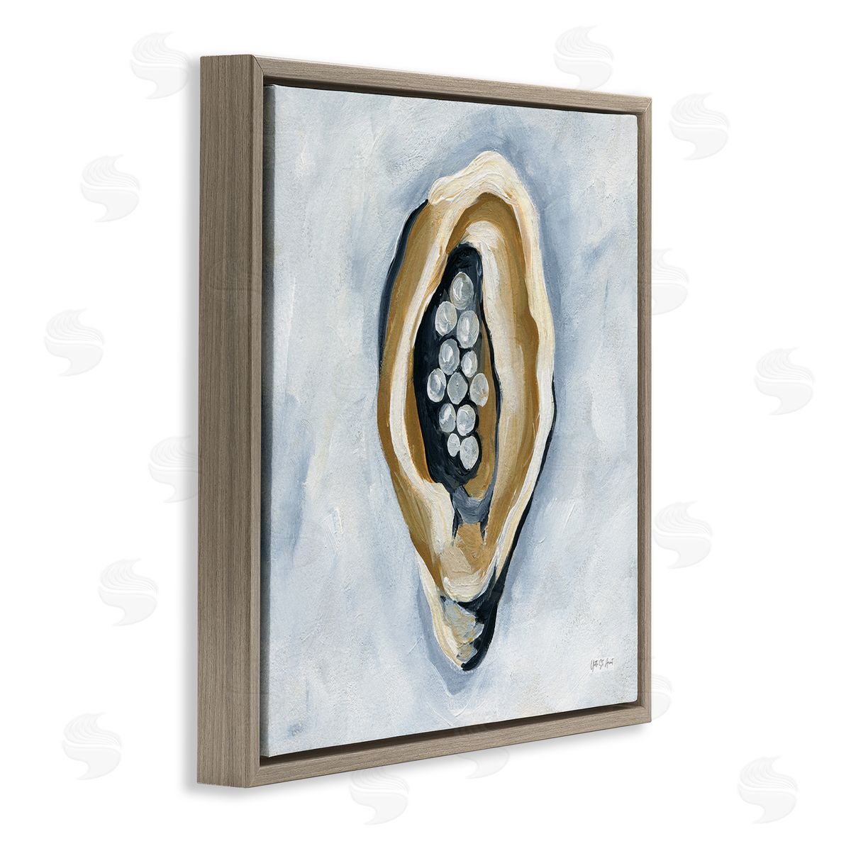 World Is Your Oyster Brown Floating Frame Canvas Wall Art, Home Decor by Yvette St. Amant