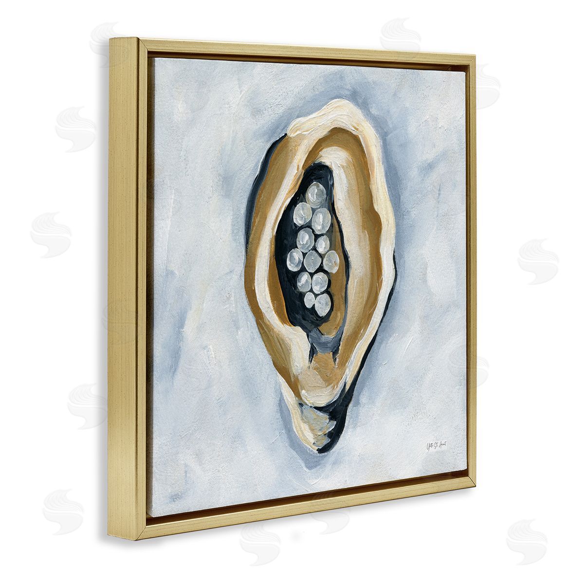 World Is Your Oyster Gold Floating Frame Canvas Wall Art, Home Decor by Yvette St. Amant