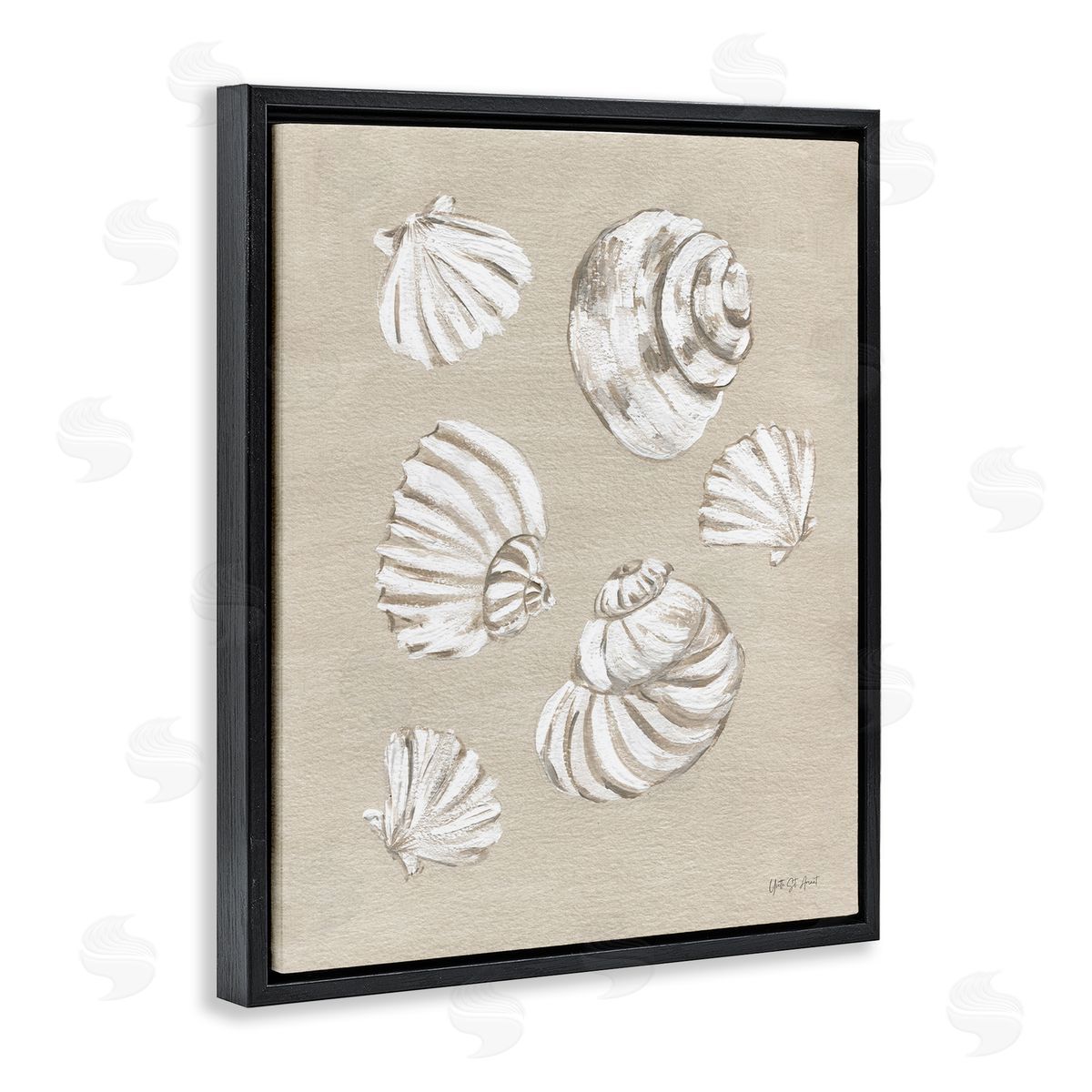 Beach Shell Treasures Black Floating Frame Canvas Wall Art, Home Decor by Yvette St. Amant