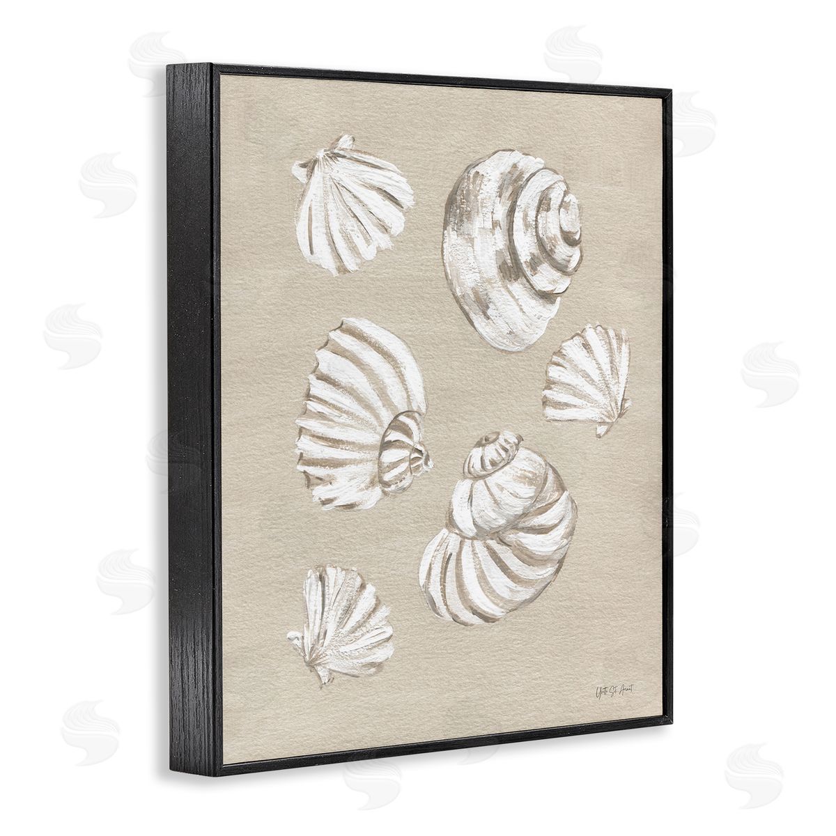 Beach Shell Treasures Black Frame Print Wall Art, Home Decor by Yvette St. Amant