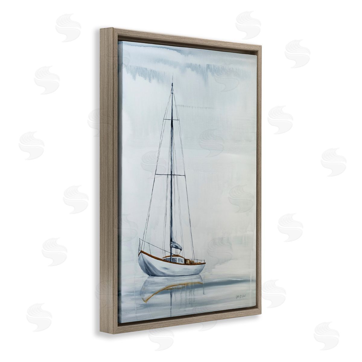 Sail The Horizon Brown Floating Frame Canvas Wall Art, Home Decor by Yvette St. Amant