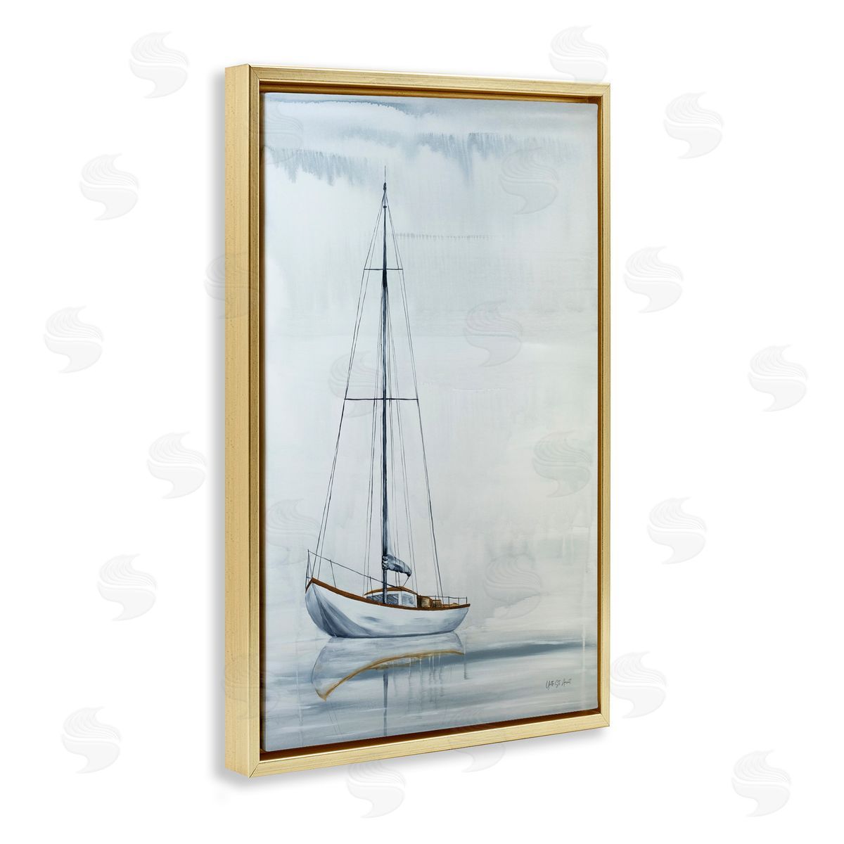 Sail The Horizon Gold Floating Frame Canvas Wall Art, Home Decor by Yvette St. Amant