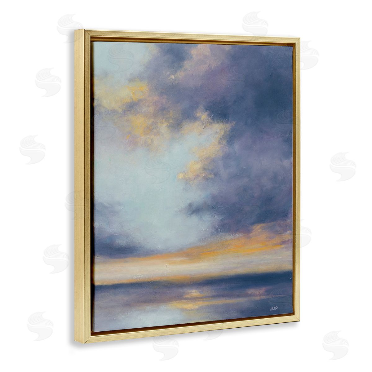 Light Of Dawn Seascape Gold Floating Frame Canvas Wall Art, Home Decor by Julia Purinton