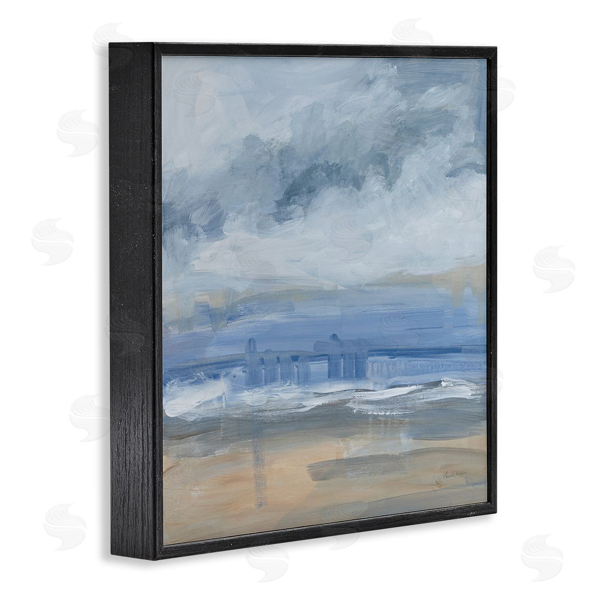 Abstract Beach Scenery Black Frame Print Wall Art, Home Decor by Pamela Munger