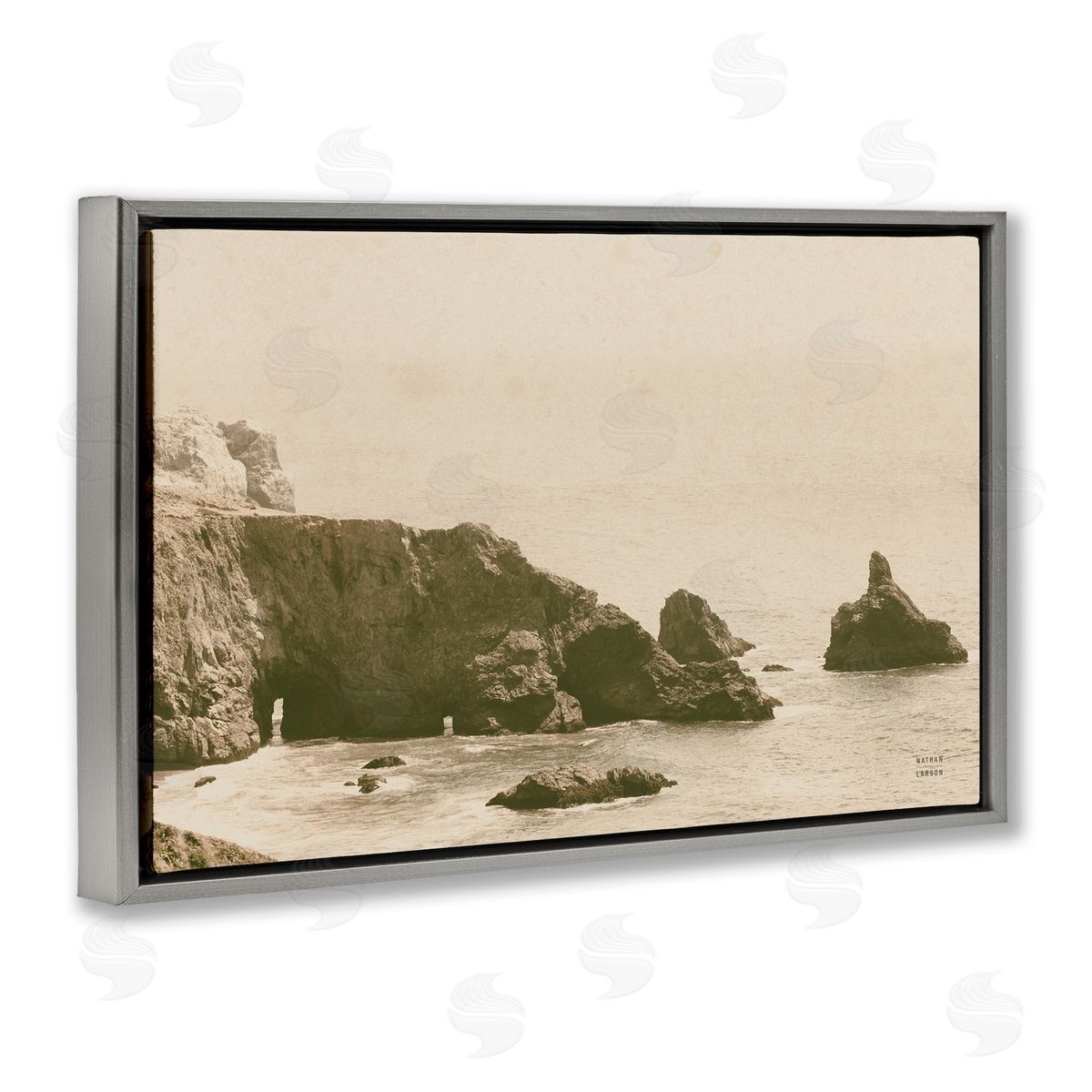 Passing Through Cove Grey Floating Frame Canvas Wall Art, Home Decor by Nathan Larson