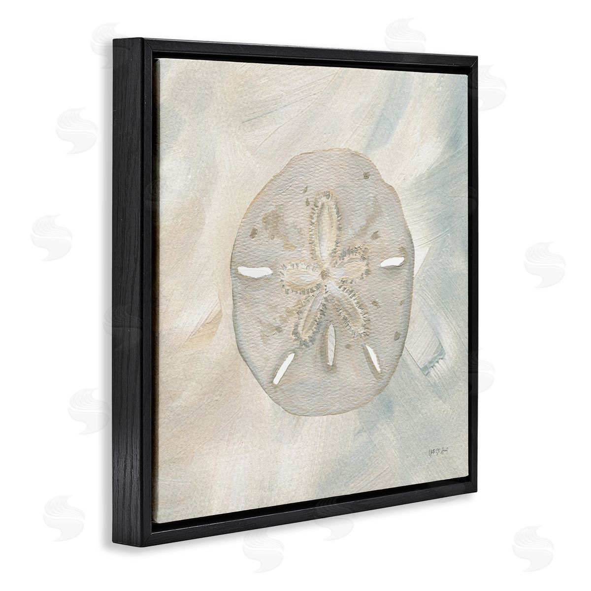 Soft Sand Dollar Black Floating Frame Canvas Wall Art, Home Decor by Yvette St. Amant