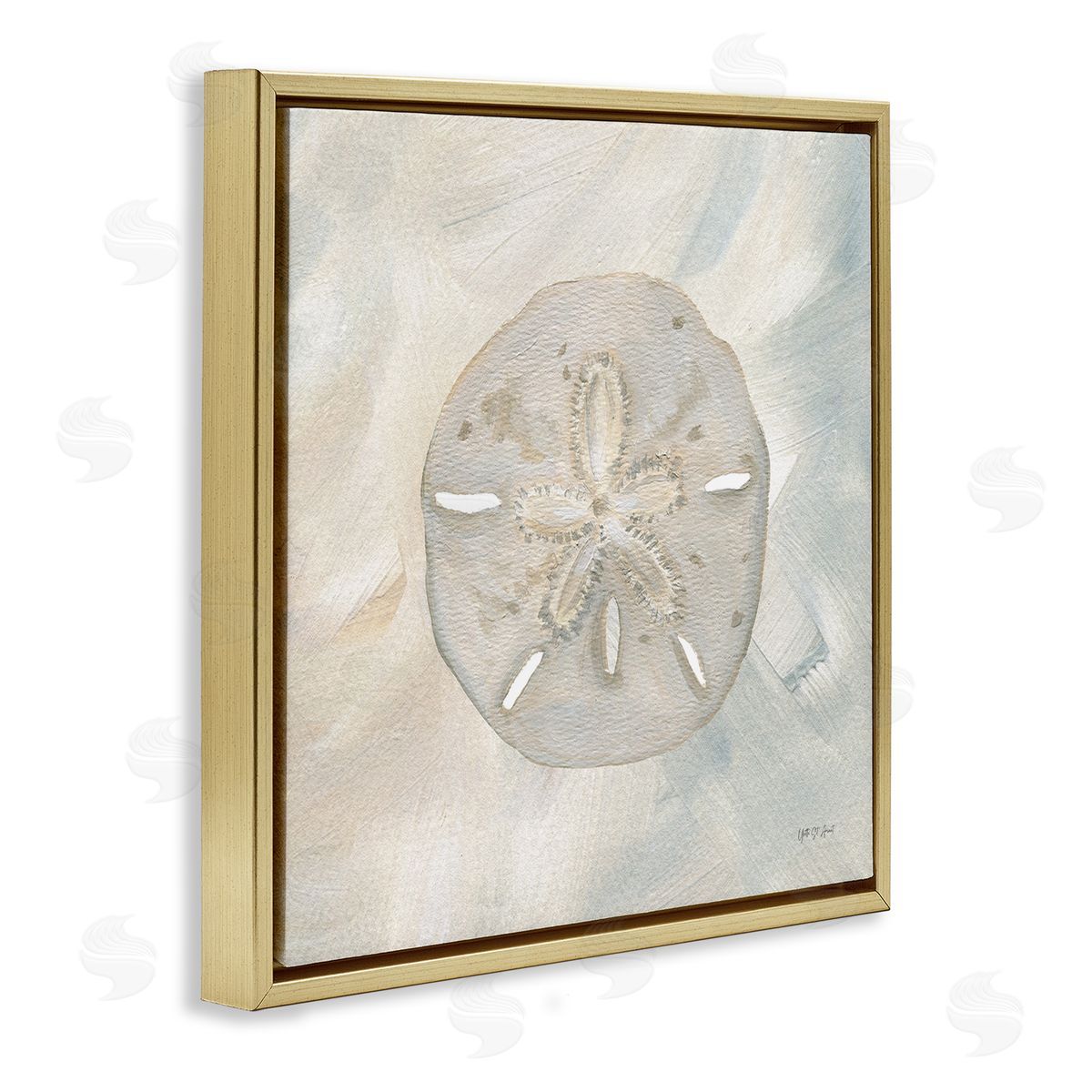 Soft Sand Dollar Gold Floating Frame Canvas Wall Art, Home Decor by Yvette St. Amant