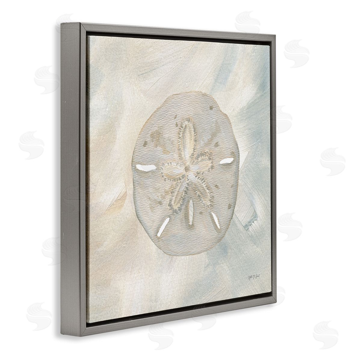 Soft Sand Dollar Grey Floating Frame Canvas Wall Art, Home Decor by Yvette St. Amant