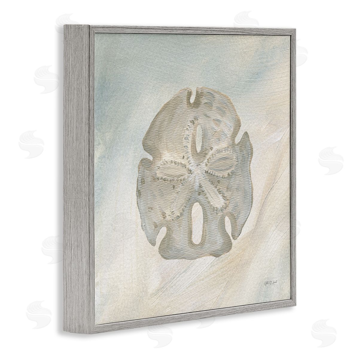 Sand Dollar over Beige Grey Frame Print Wall Art, Home Decor by Yvette St. Amant