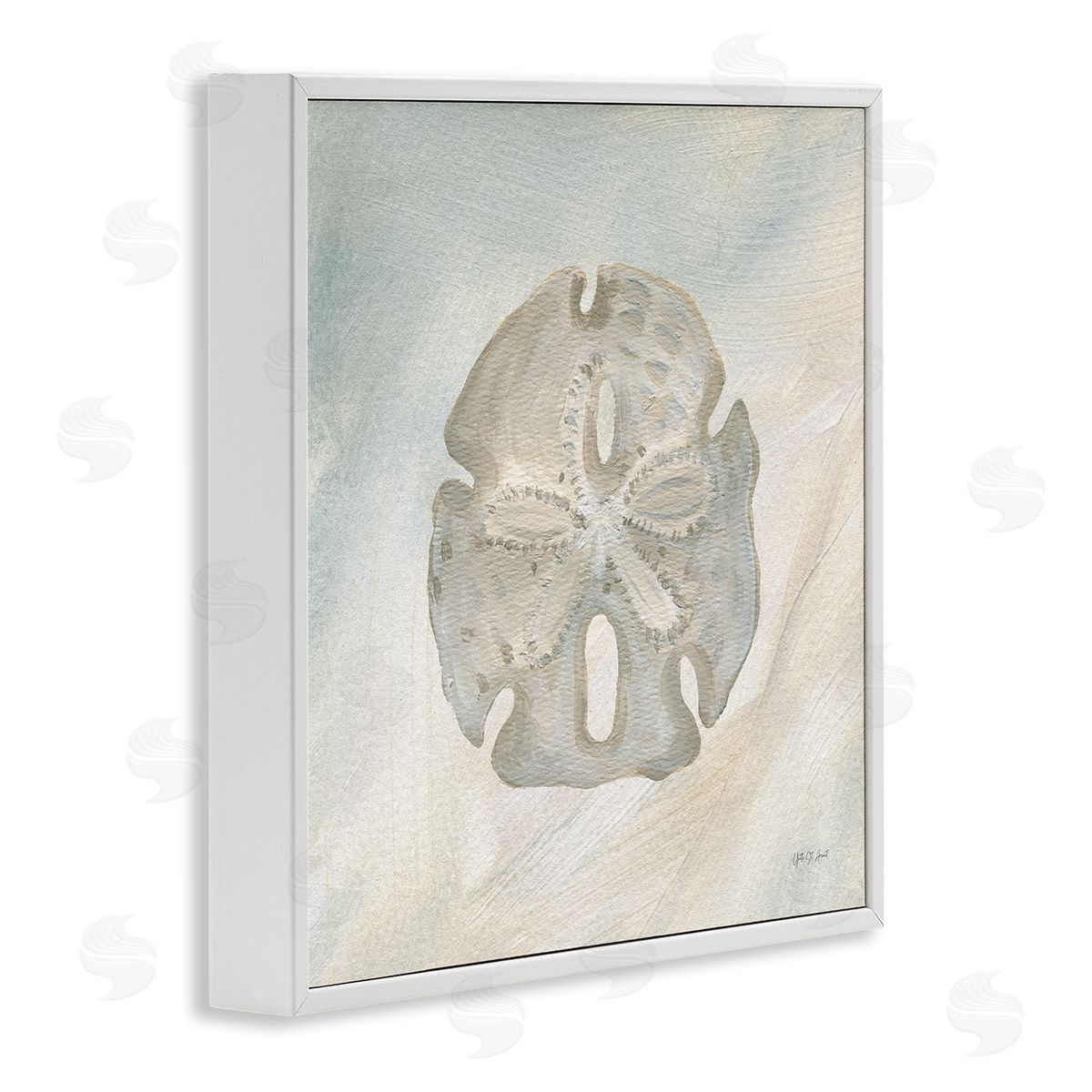 Sand Dollar over Beige White Frame Print Wall Art, Home Decor by Yvette St. Amant