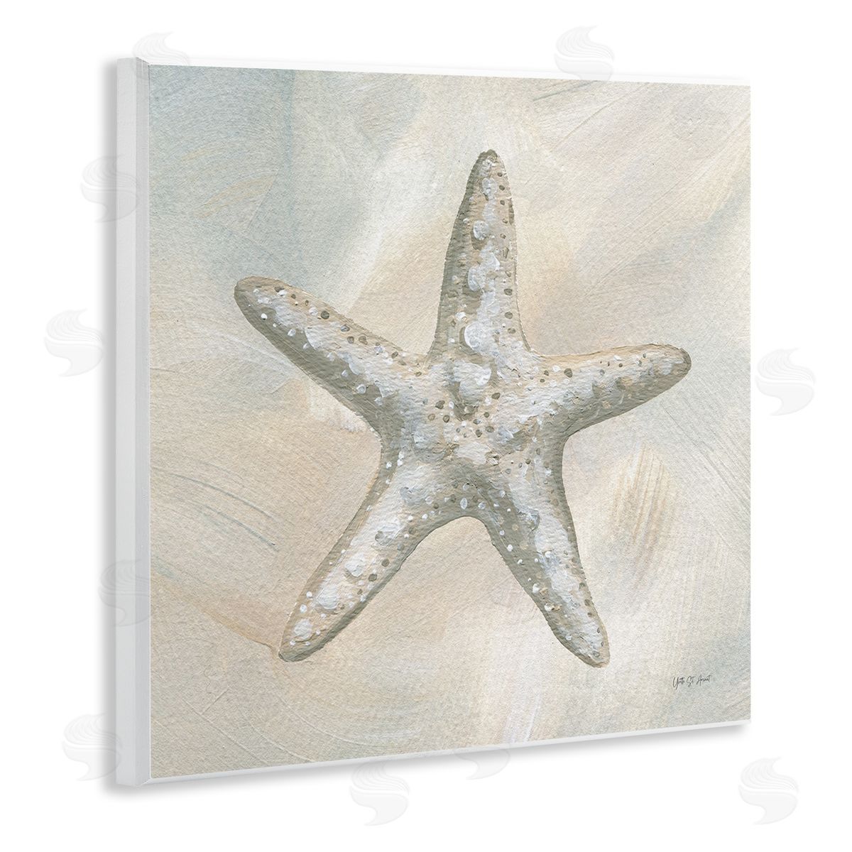 Simple Beige Starfish Wood Plaque Wall Art, Home Decor by Yvette St. Amant