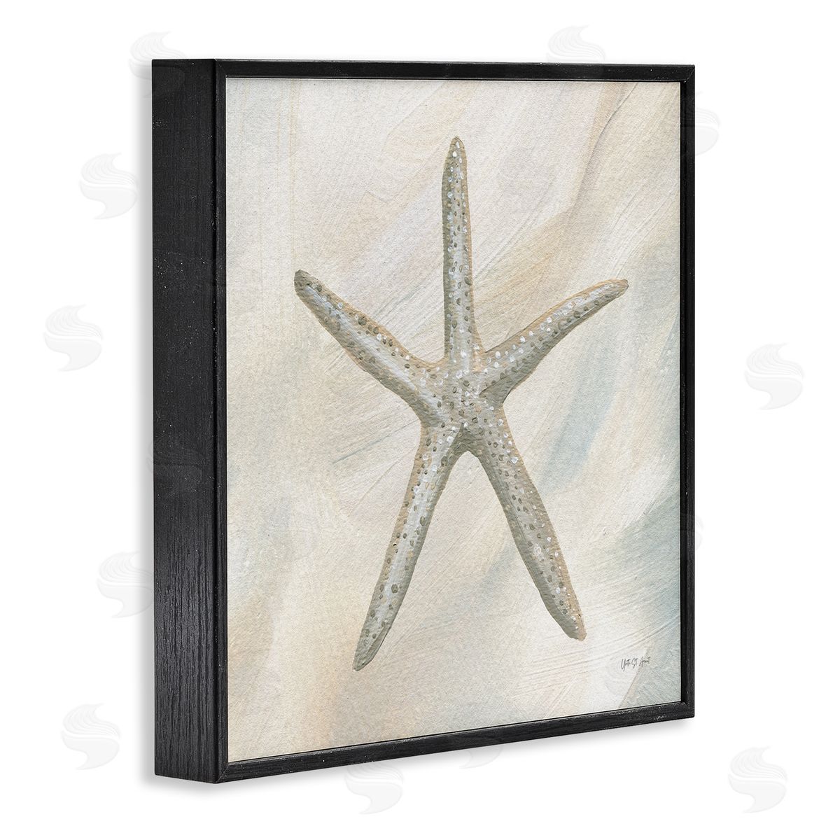 Minimal Beige Starfish Black Frame Print Wall Art, Home Decor by Yvette St. Amant