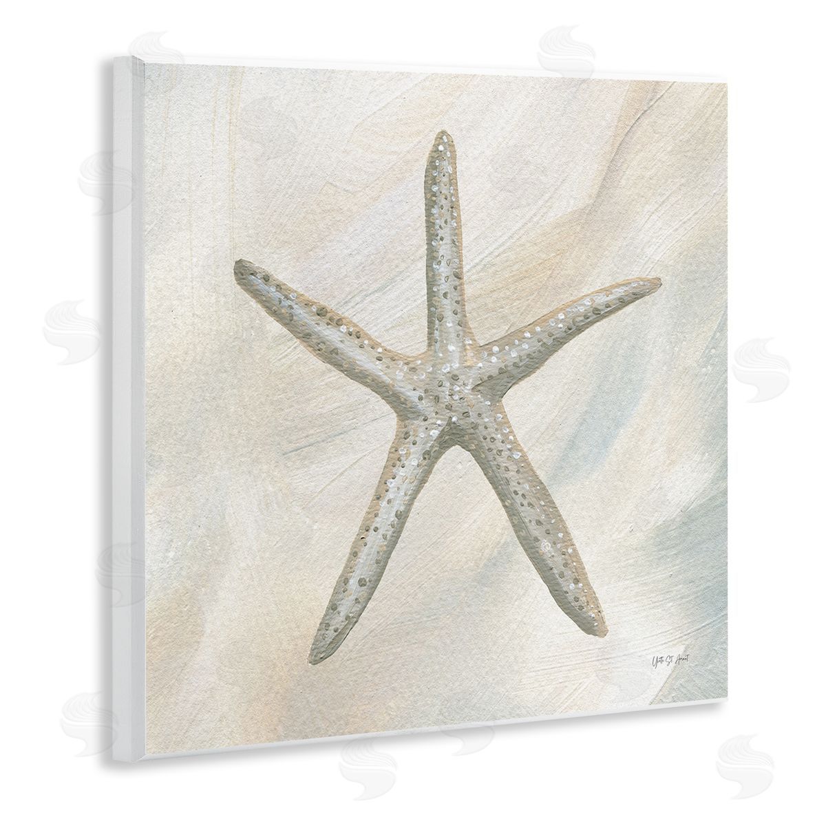 Minimal Beige Starfish Wood Plaque Wall Art, Home Decor by Yvette St. Amant