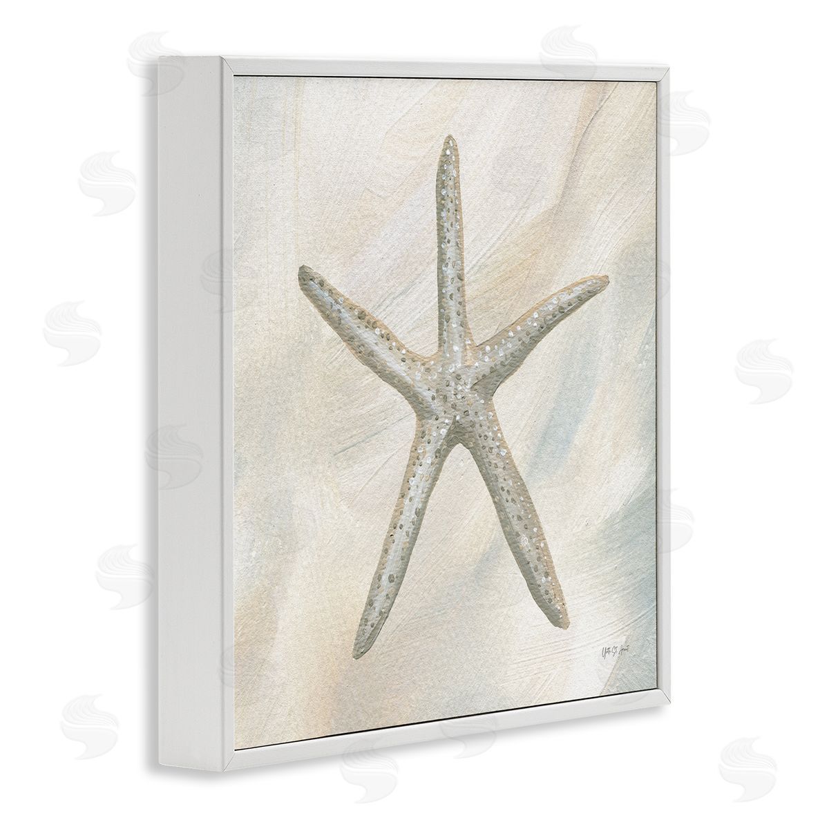 Minimal Beige Starfish White Frame Print Wall Art, Home Decor by Yvette St. Amant